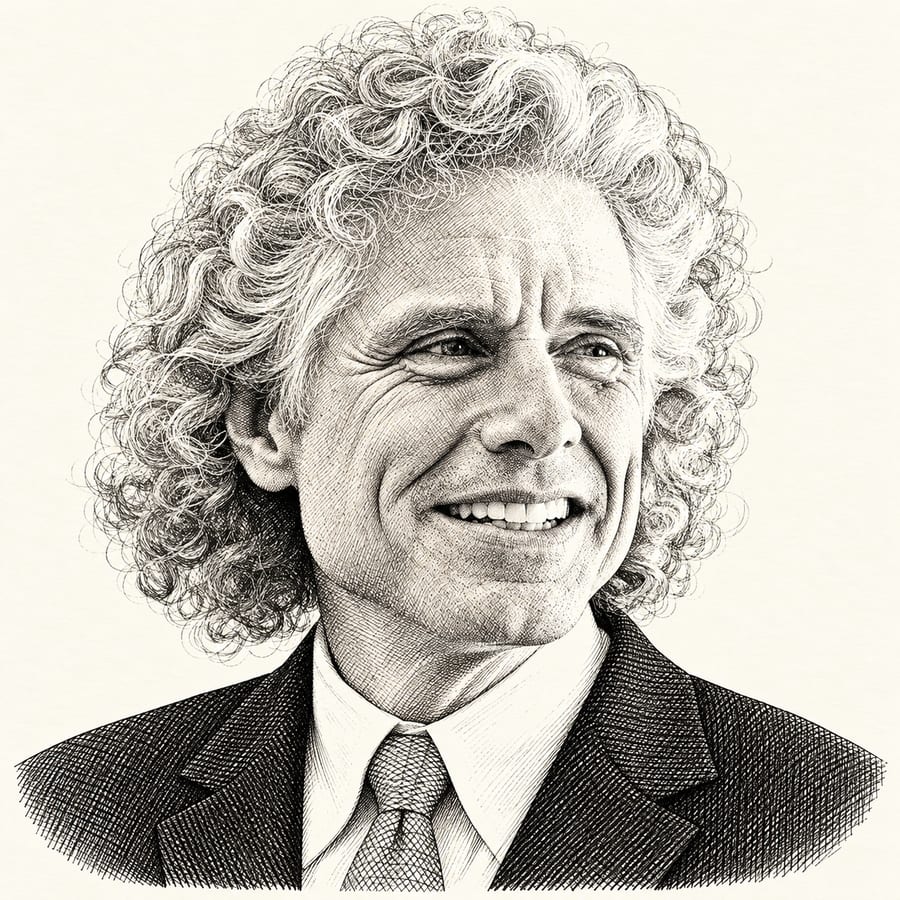 Portrait of Steven Pinker (pen-and-ink illustration)