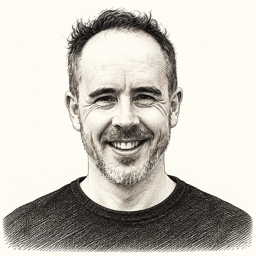 Portrait of Thom Scott-Phillips (pen-and-ink illustration)